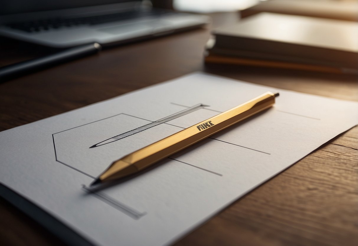 A simple sketch of a Nike Swoosh logo being created with a pencil and
ruler on a piece of
paper