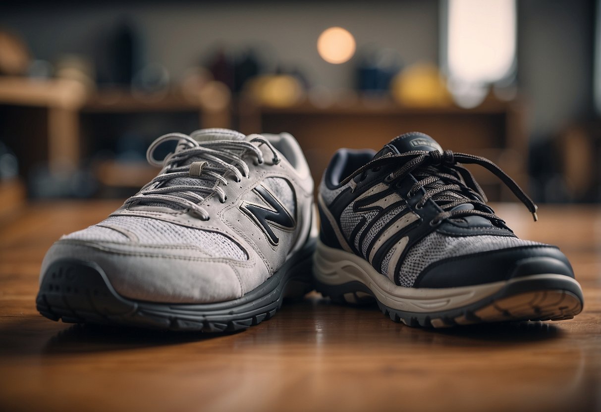 A pair of barefoot shoes next to traditional sports shoes,
highlighting their differences and
benefits