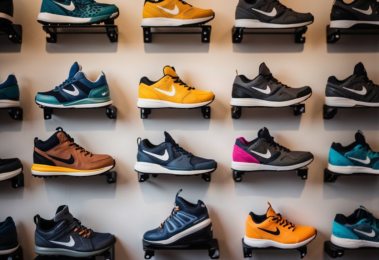 A variety of sports shoes are displayed, emphasizing width and
comfort. Materials and fit are highlighted in the selection for
wide-footed
individuals