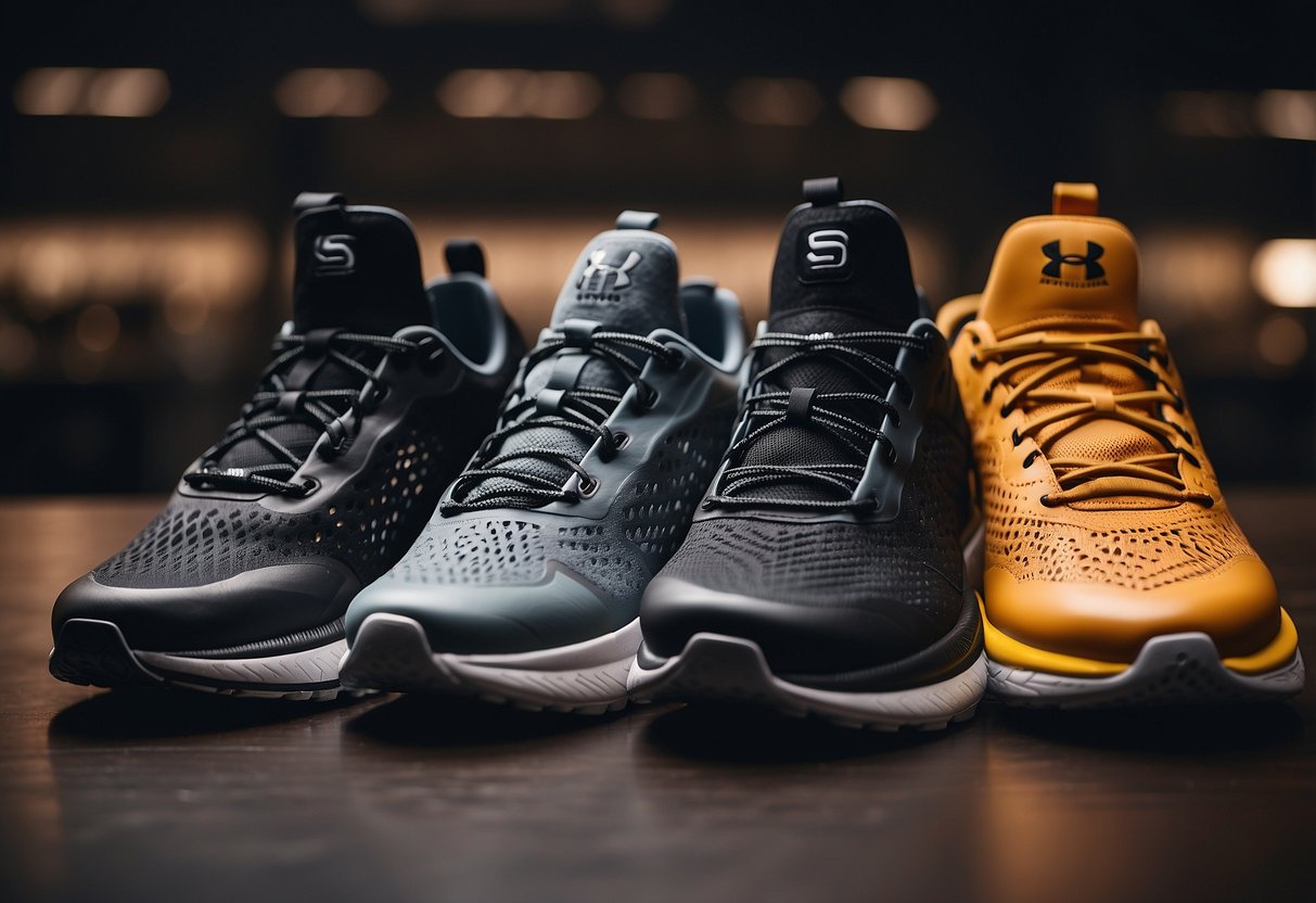 A lineup of top 10 sports shoe brands, including Under Armour’s HOVR,
displayed on a sleek, modern
backdrop