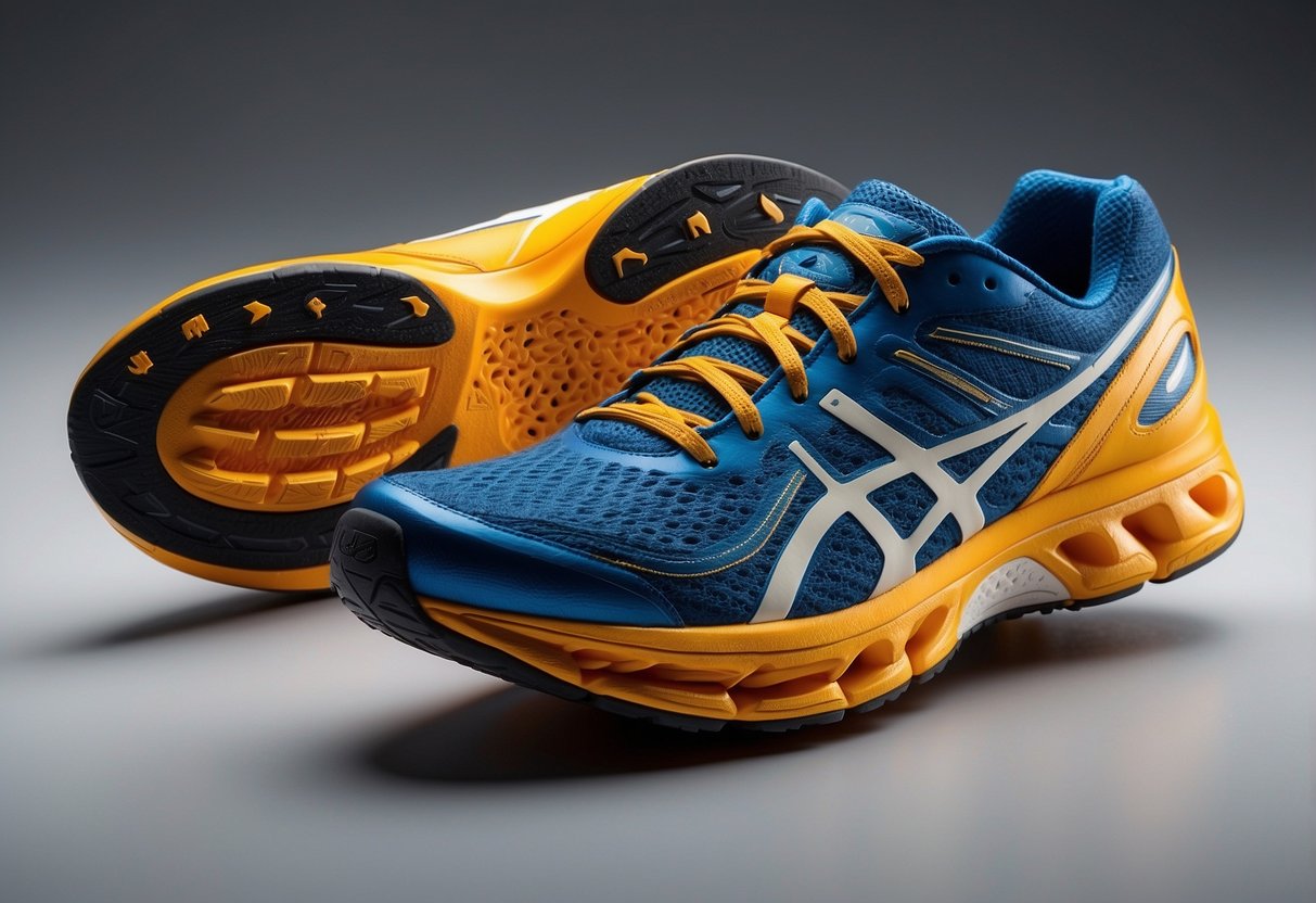 A comparison of sports shoe cushioning technologies. Show various shoe
designs and labeled diagrams highlighting the differences in cushioning
materials and
structures