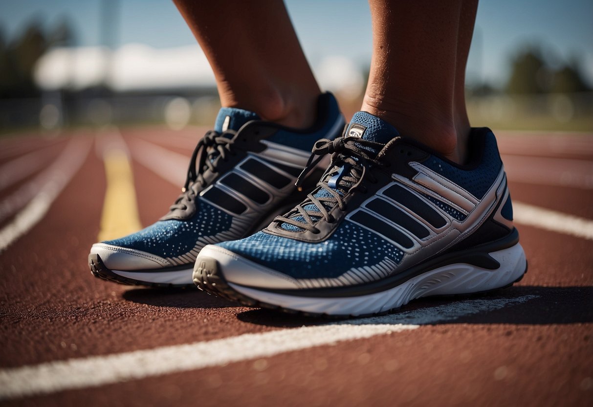 Sports shoes on a running track, highlighting their fit and comfort.
Showcasing the design and technology that makes them ideal for athletic
activities