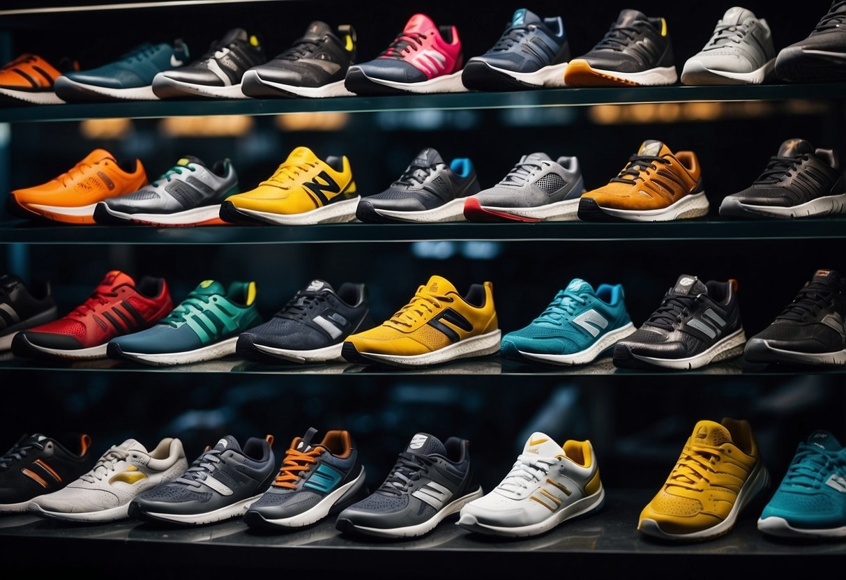 A display of various sports shoes from different brands, showcasing
their unique features and
qualities